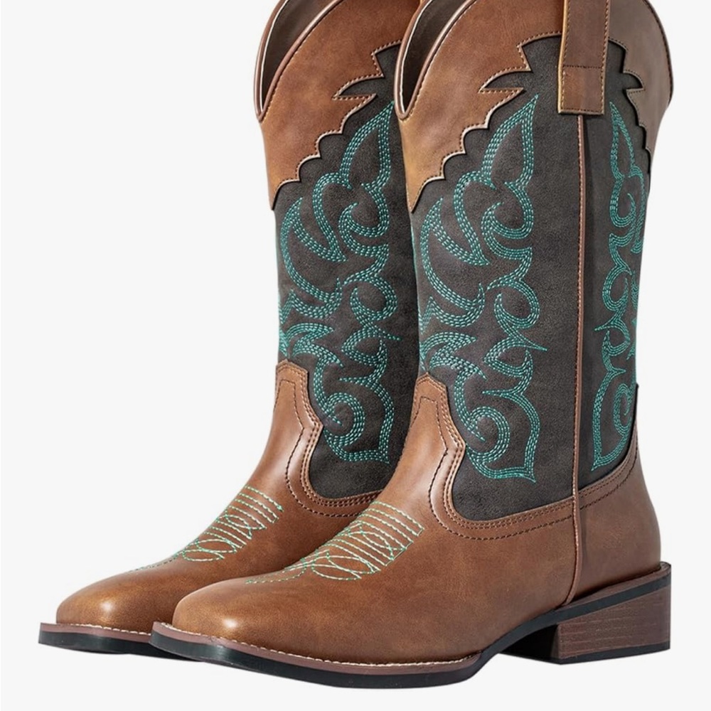 Brown and Teal Western Boots